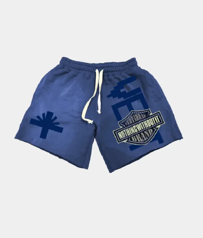 Vertabrae Double Emblem Shorts Blue (2)