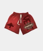 Vertabrae Double Emblem Shorts Red (2)