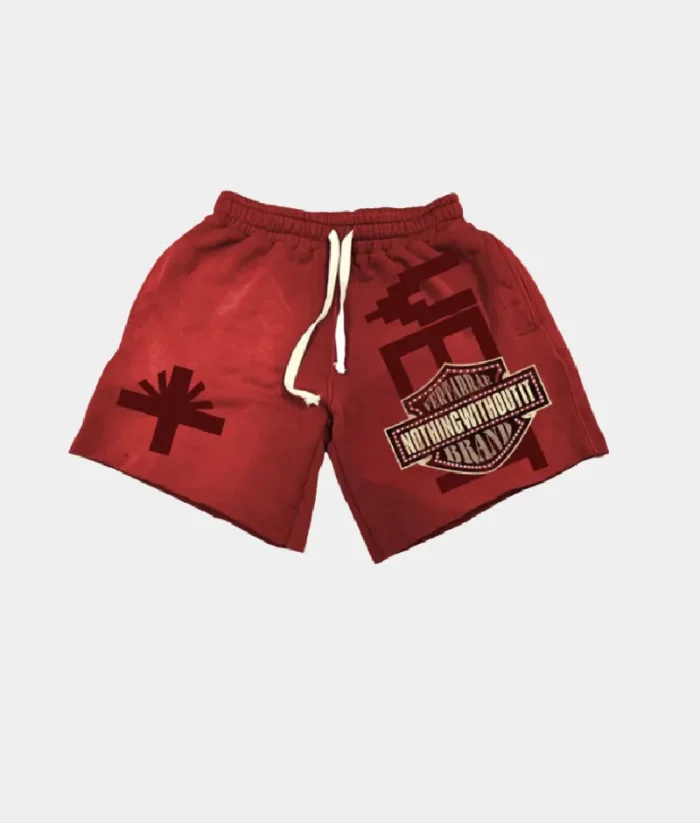 Vertabrae Double Emblem Shorts Red (2)