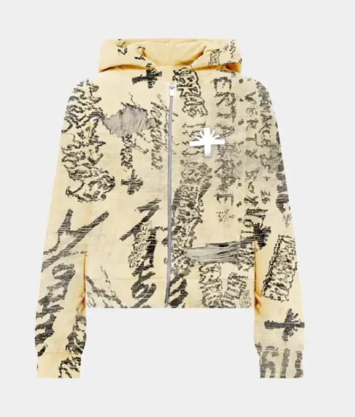 Vertabrae Ivory Graffiti Zip Up Hoodie (1)