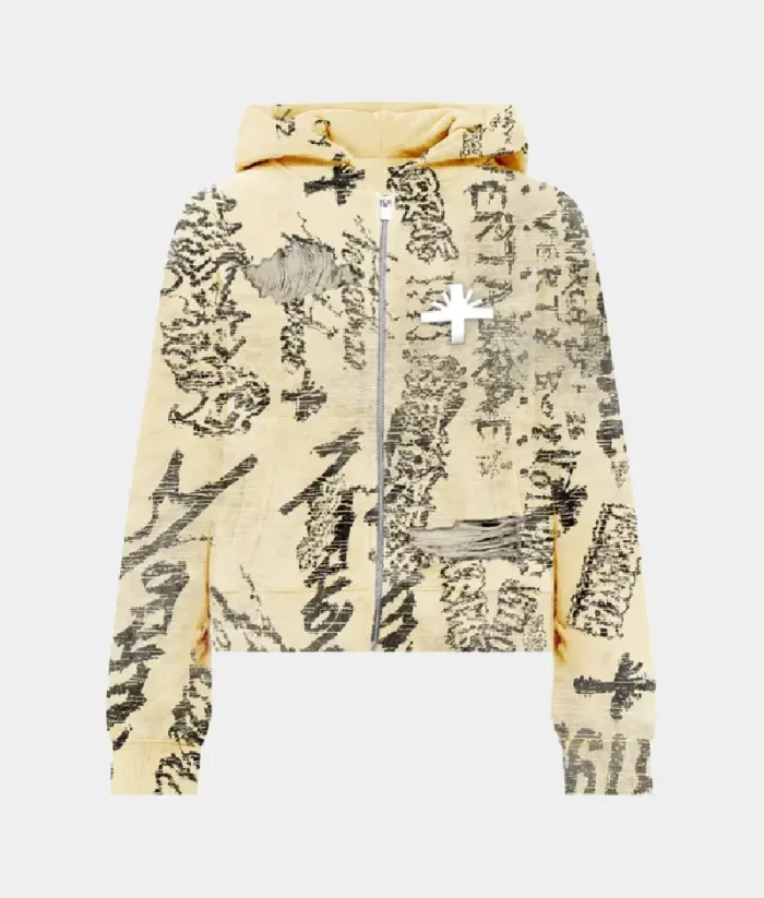 Vertabrae Ivory Graffiti Zip Up Hoodie (2)