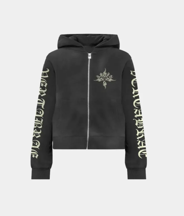 Vertabrae Tattoo Zip Up Hoodie Black (2)